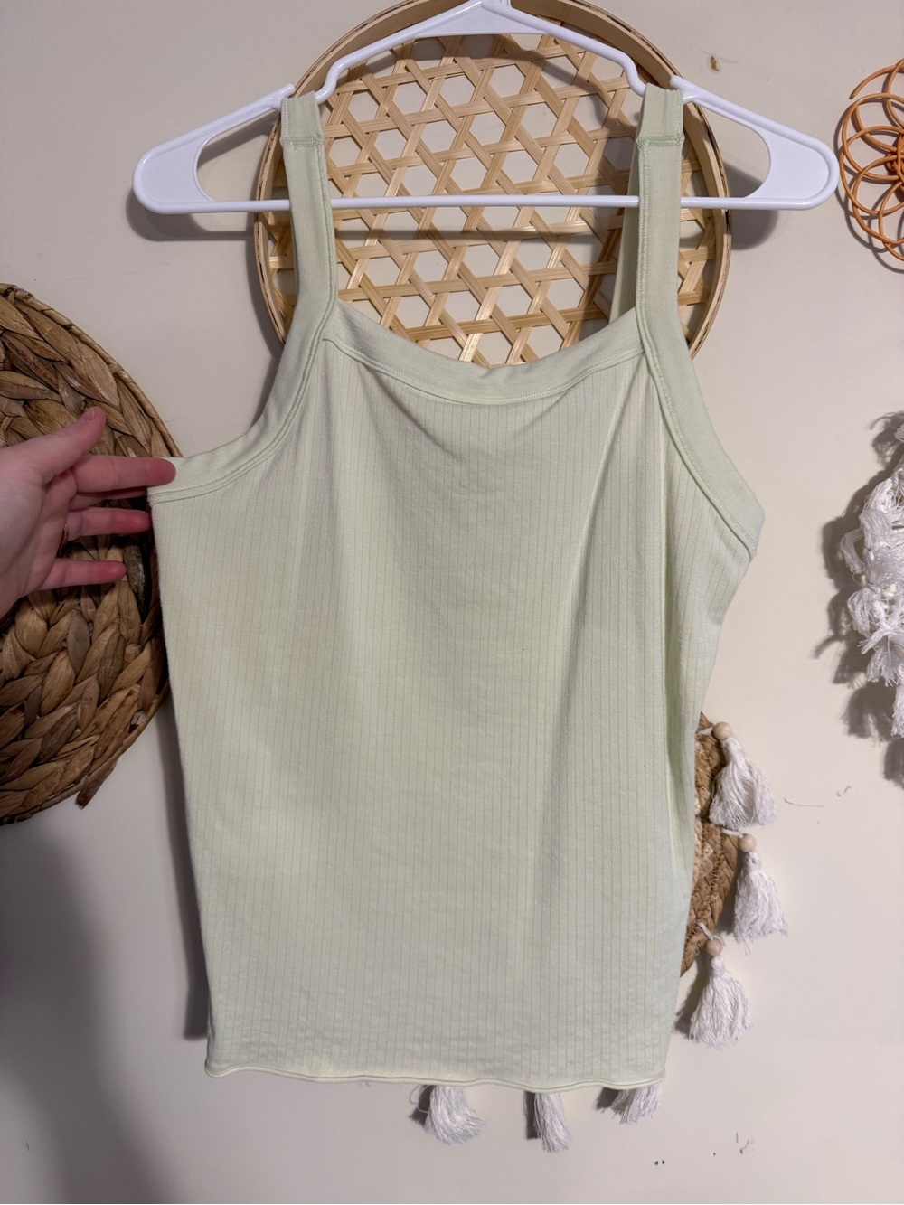 Free People Pale Green Ribbed Tank Top